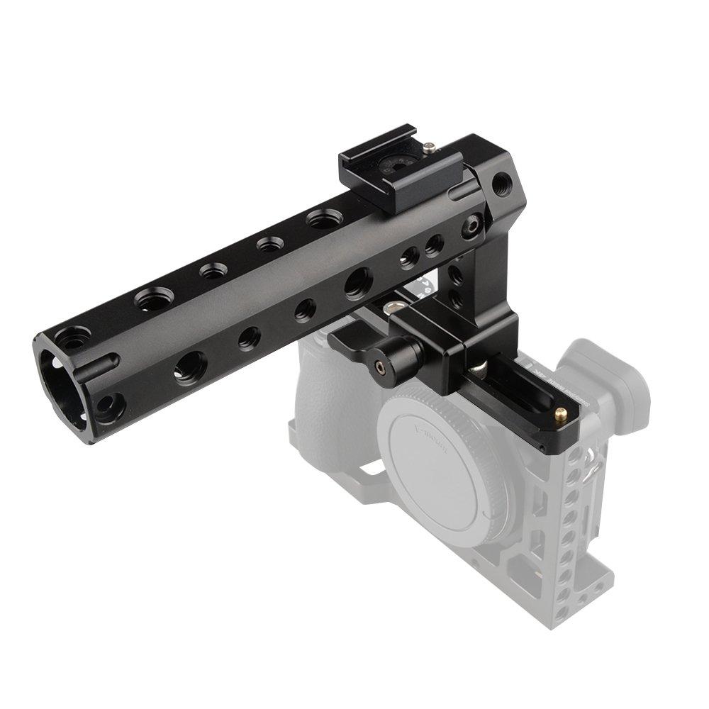 CAMVATE QR Cheese Handle Camera Grip, 100mm NATO Rail with 1/4" and 3/8" Threads and Shoe Mount, Black