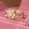 Elegant Exquisite Flower Shaped Inlaid Synthetic Zircon Golden Plated Ring Fro Women Fashion Banquet Wedding Jewelry Accessories