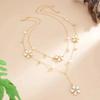 SHIXIN Trendy Boho Colorful OilDrip Small Flower Pendant Necklace Women Exquisite Crystal Imitation Pearl Chain Necklace Jewelry