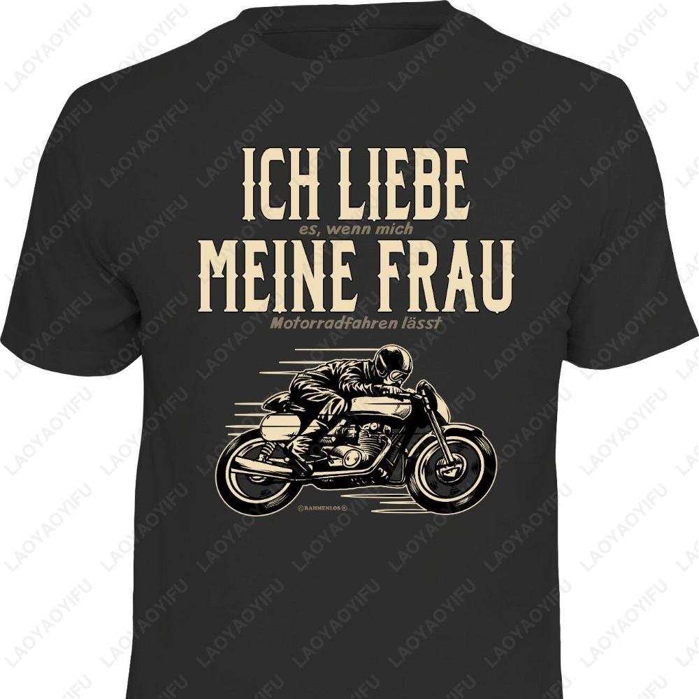Mens TShirt Biker I Love My Wife and My Motorcycle Sayings Shirt Summer Funny Male Unisex Oneck High Quality Cotton Tee