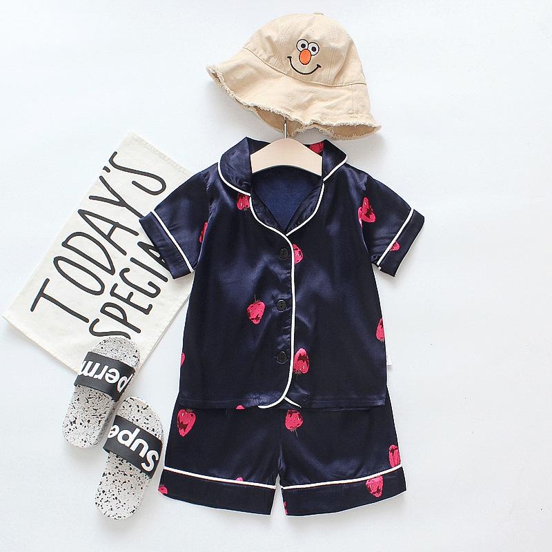 BB58 Mufurui Summer Kids' Silk Bear Cartoon Pajama Short Sleeve Two-Piece Set