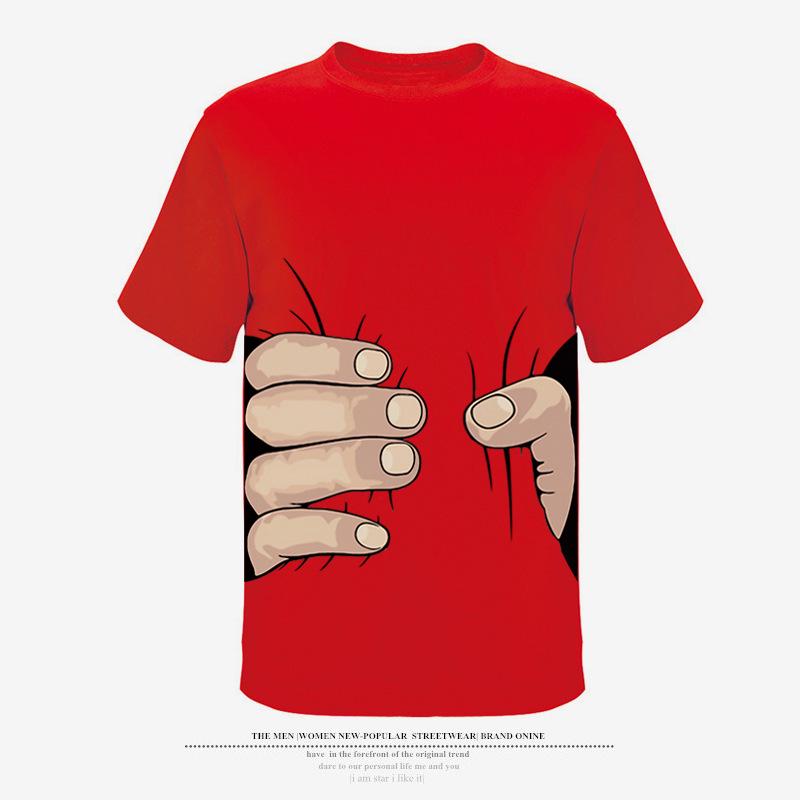 Cartoon Handgriff 3D-gedrucktes Kurzarm-T-Shirt Mock T-Shirt Herren-T-Shirt