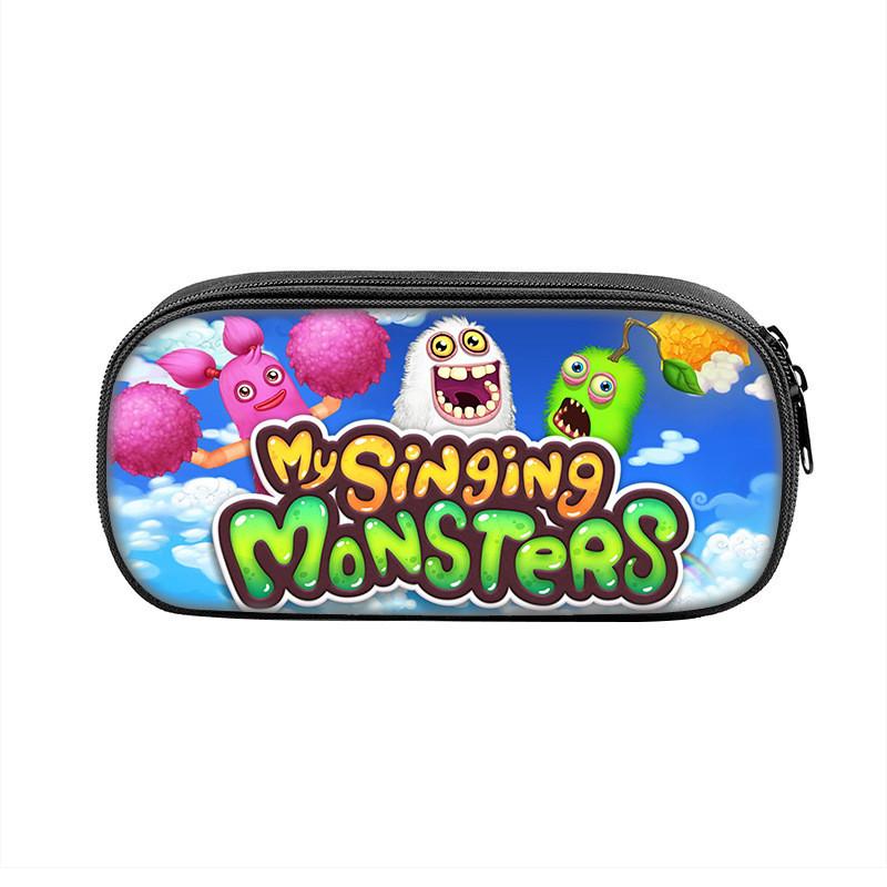 My Singing Monsters Pencil Case Nylon Storage For Students With Fun Cartoon Design