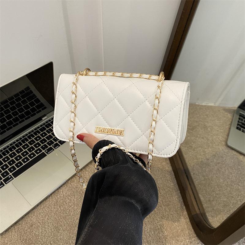 Rhombus embroidery thread versatile chain small bag women's texture solid color shoulder messenger bag 2025 small square bag