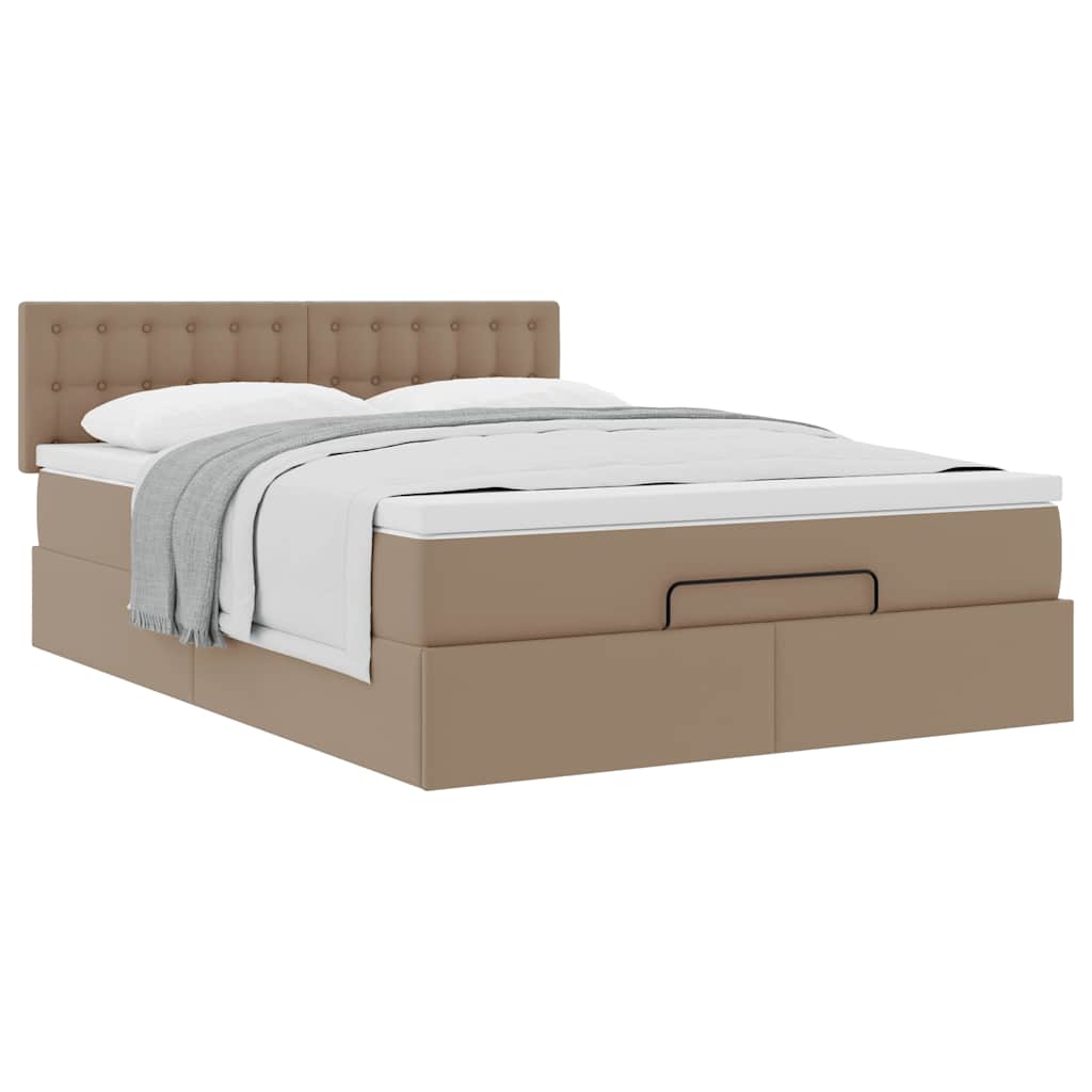 Ottoman Bed with Mattress Cappuccino Brown 140x200 Cm Faux Leather