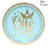 Blue Gold Boy One Year Birthday Disposable Tableware King Crown Plates Paper Cups 1st Baby Boy First Happy Birthday Party Decor