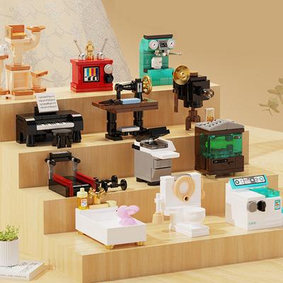 DIY Badezimmer Wohnzimmer Kaffeemaschine Klavier Laufband Aquarium Möbel Dekorieren Bausteine Modell Ziegel Sets Bausätze Spielzeug