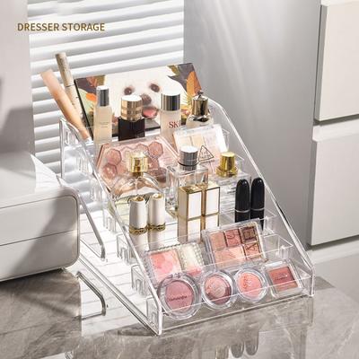 Paleta de fard de pleoape acrilic transparent cu 7 niveluri Organizator de machiaj Parfum Lac de unghii Ruj Suport de vanitate Suport de prezentare pentru fard de pleoape