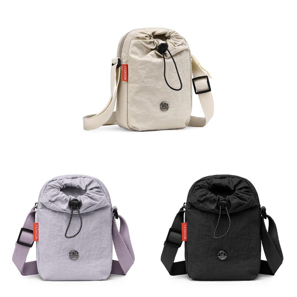 Oxford Fabric Mini Crossbody Bag For Casual Travel With Phone Pocket And Drawstring Closure