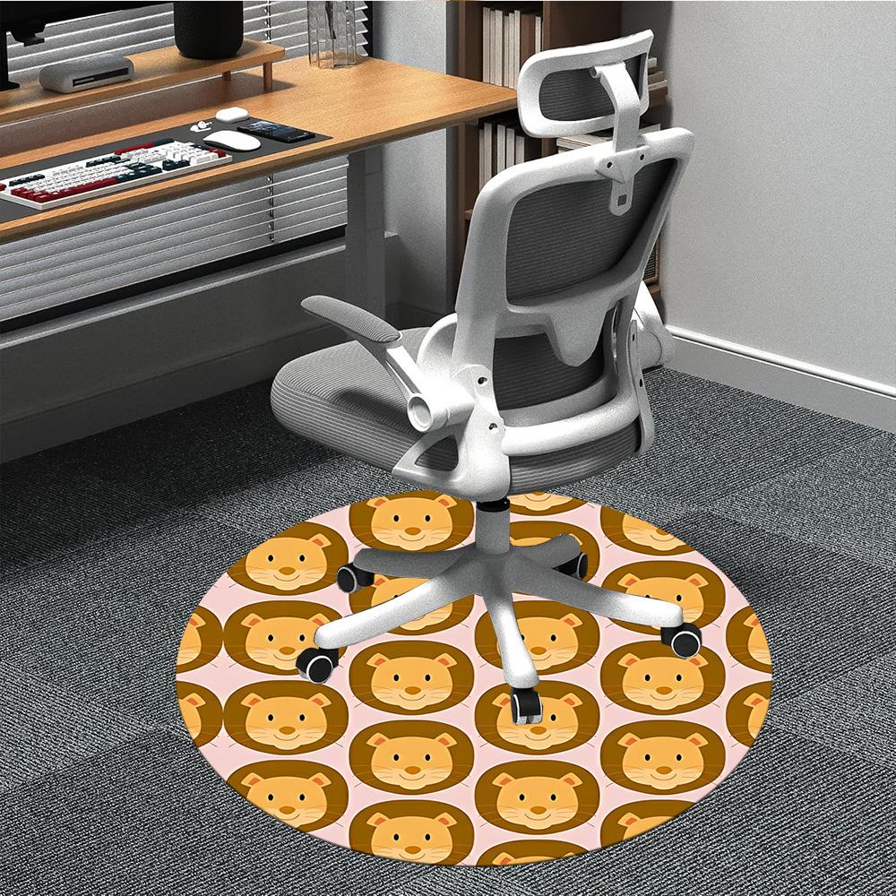 

1pc Lion Face Pattern Carpet, Round Non Slip Durable Large Size Office Carpet, Suitable for Office 80cm