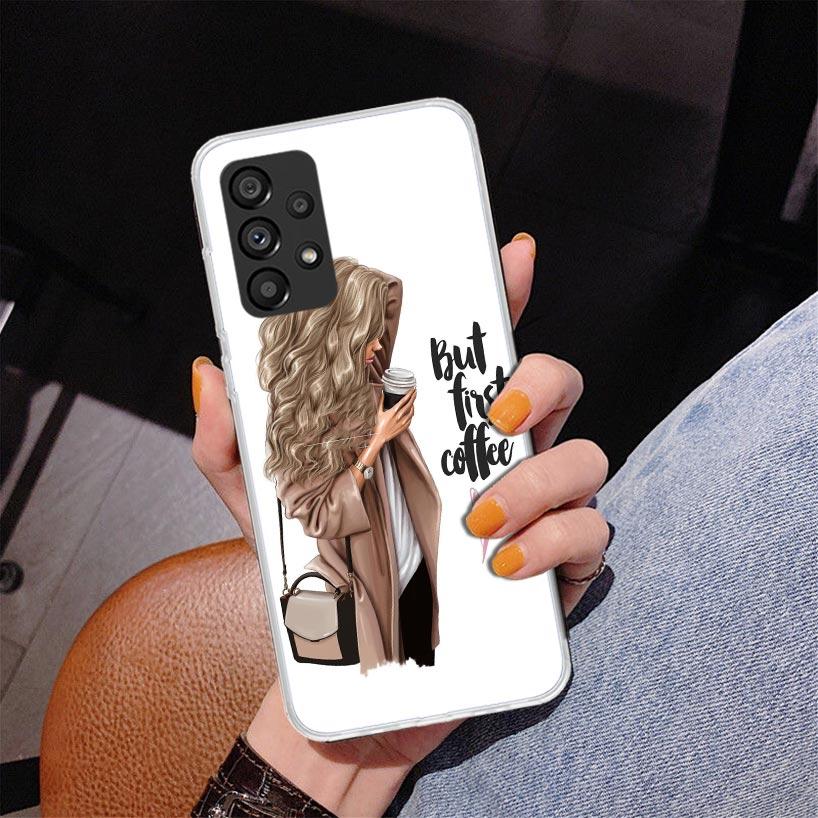 Girl Boss Female Coffee Phone Case For Samsung Galaxy A17 A16 A15 A14 A13 A57 A56 A55 A54 A53 A37 A36 A35 A34 A33 A26 A25 A24 A2