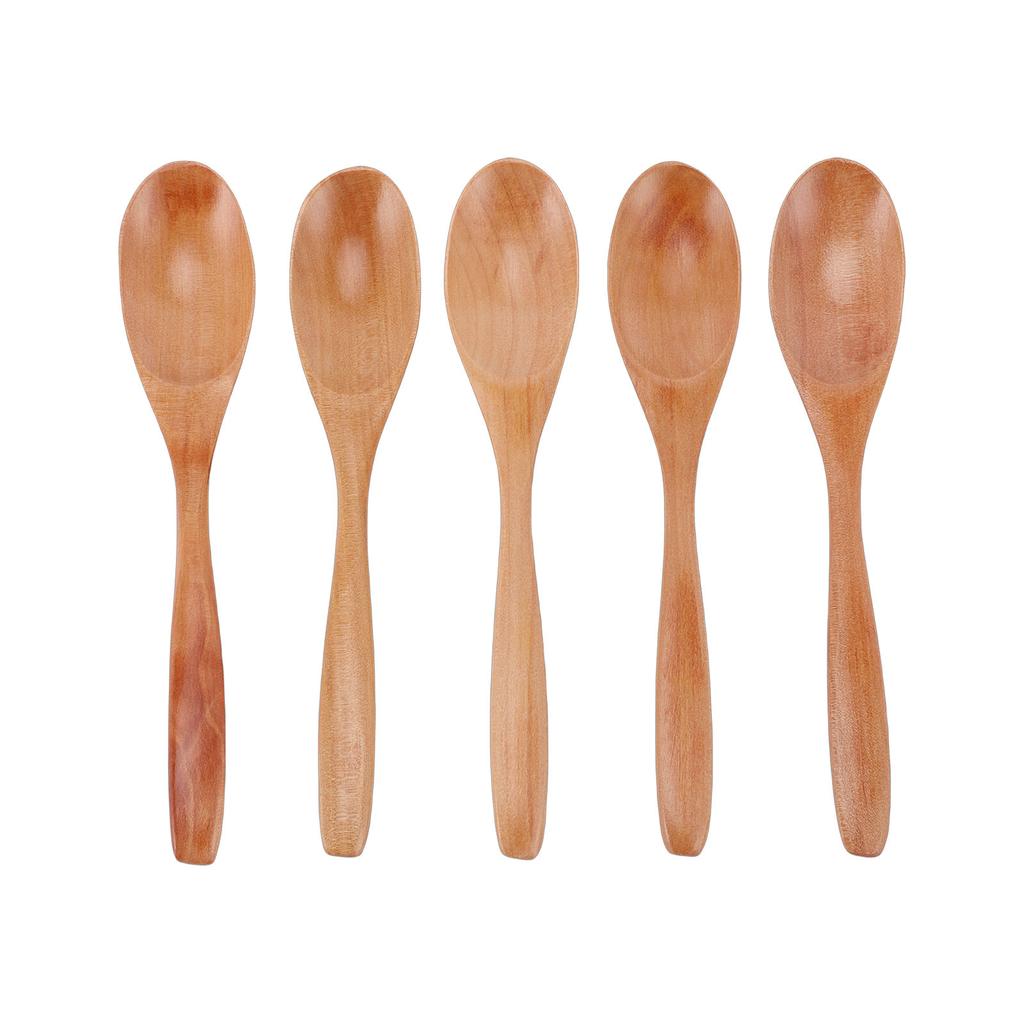5PCS Wooden Spoons for Honey Coffee Tea Dessert Wood Serving Table Spoon Set for Stirring