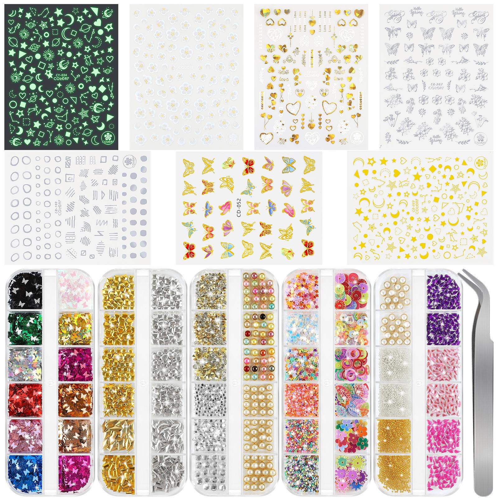 

Украшения для ногтей Набор для ногтей Наклейки для дизайна ногтей и стразы для ногтей Бриллианты Кристаллы для дизайна ногтей Блестки для ногтей Набор с инструментами для дизайна ногтей для дизайна ногтей