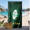 Ireland Rugby Custom Beach Towel, Print Your Name Text Lightweight Absorbent Towel for Swimming Travel