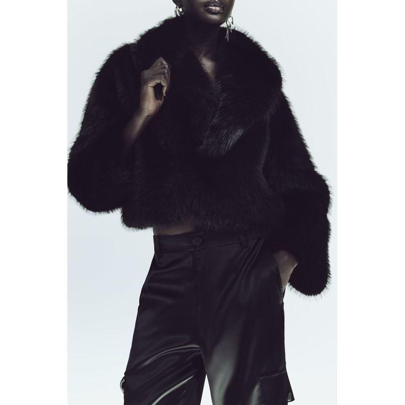 Fall and Winter New Arrival Elegant Lapel Long Sleeves Heattech Artificial Fur Effect Short Jacket 6318260