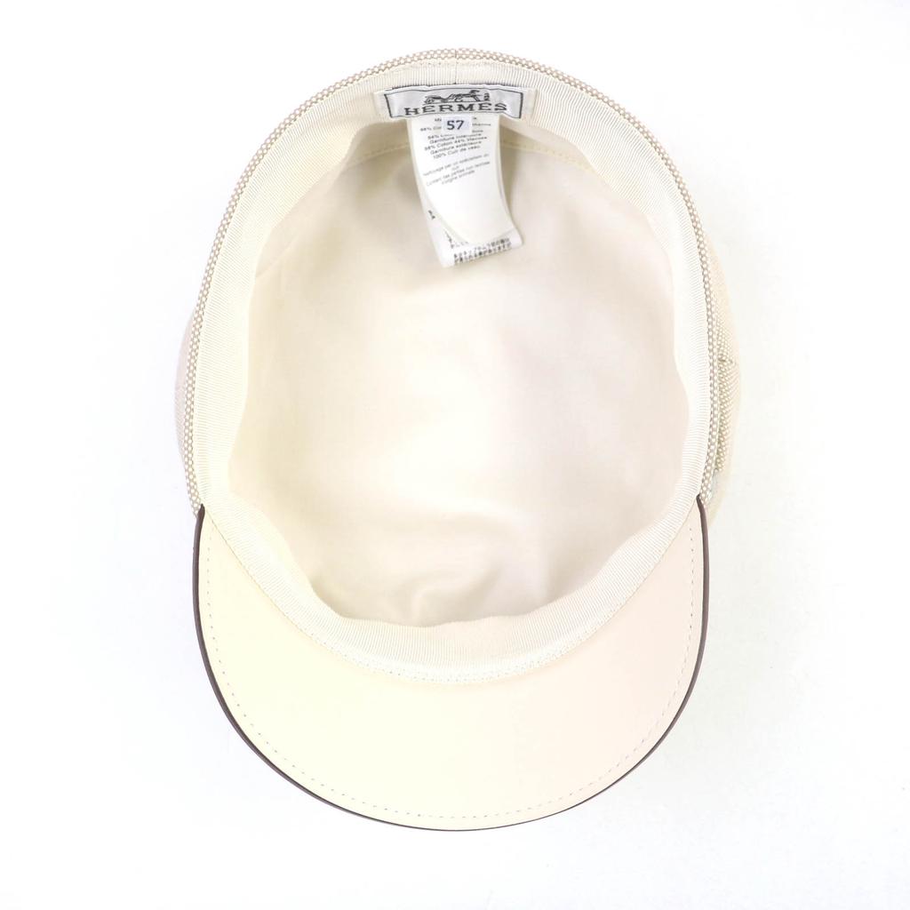Pristine HERMES Casquette Beige Cotton Women 57 Used
