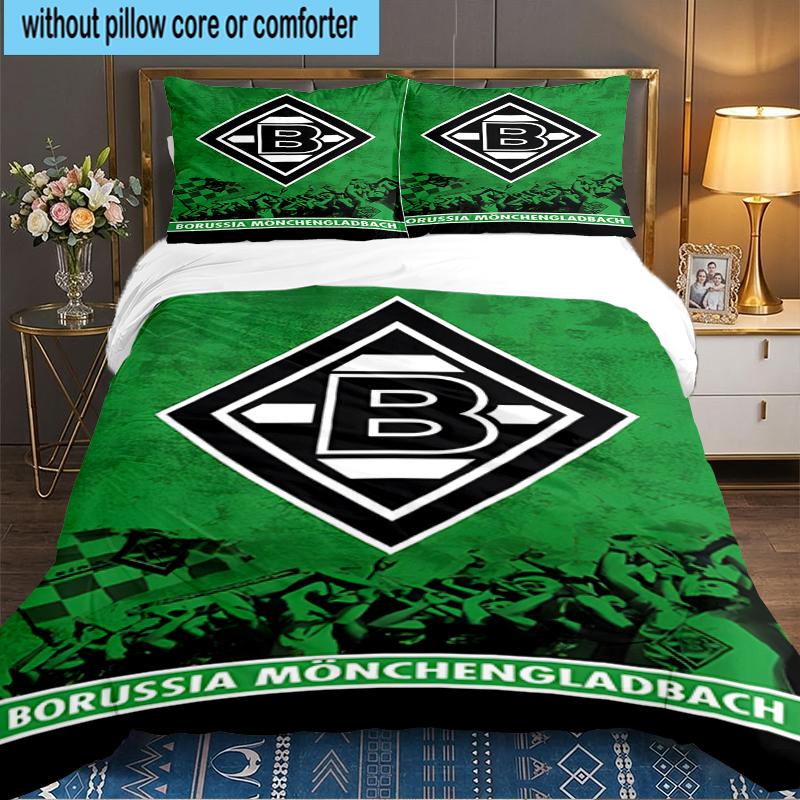 3PCS Green Black Borussia Bedding set,Ideal For1pc Duvet Cover And 2pcs Pillowcases Perfect for Christmas gift,Ideal for Bedroom, Dormitory