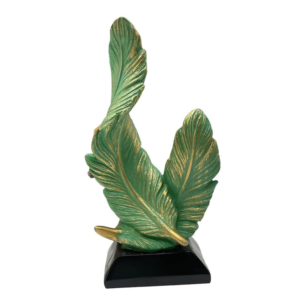 Double Feather Statue Home Accessory Decorative Figurine Table Centerpiece Modern Made of
