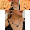 Halloween Skull Jewelry Set With Vampire Rose Pendant And Earrings For Men And Women