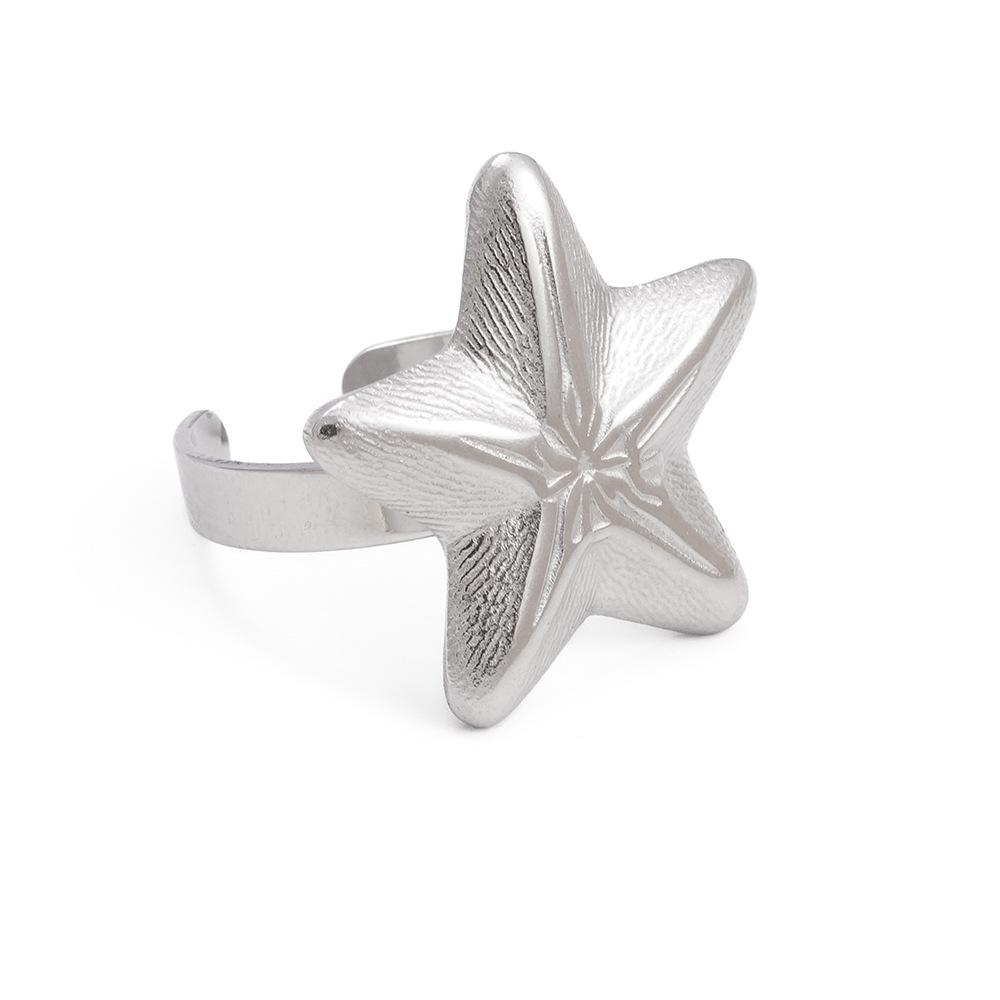 European American Starfish Stainless Steel Ring - Ocean Style Fashion Jewelry for Women