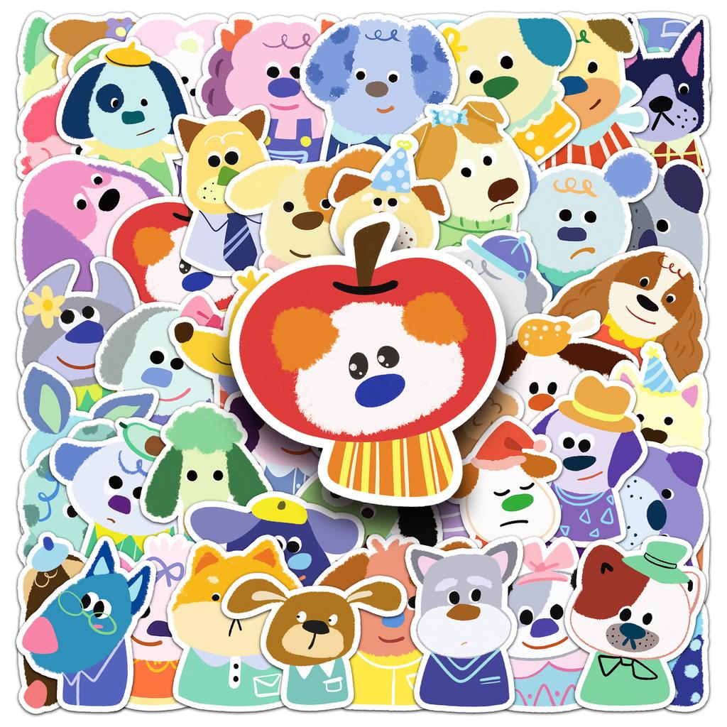 50 Puppy Avatars Doodle Stickers Cartoon Cute Hand-painted Decorative Water Cup Mobile Phone Case Suitcase Stickers