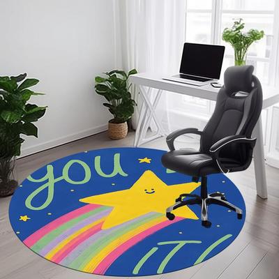 1pc Star Rainbow Office Round Area Rug, Indoor Mat Suitable For Office, Under Office Chairs Bedroom Living Room Home Decor, Room Deco