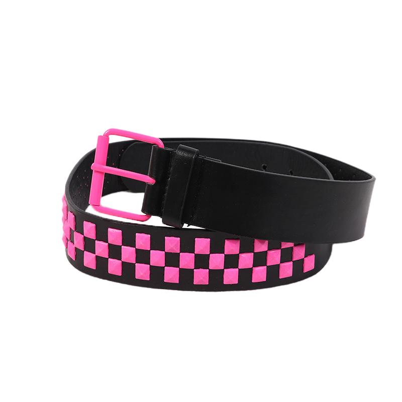 Pyramid  Rivet Women'S Belt Hip Hop Y2K Jeans Accessories Girdle Pin Buckle Waistband