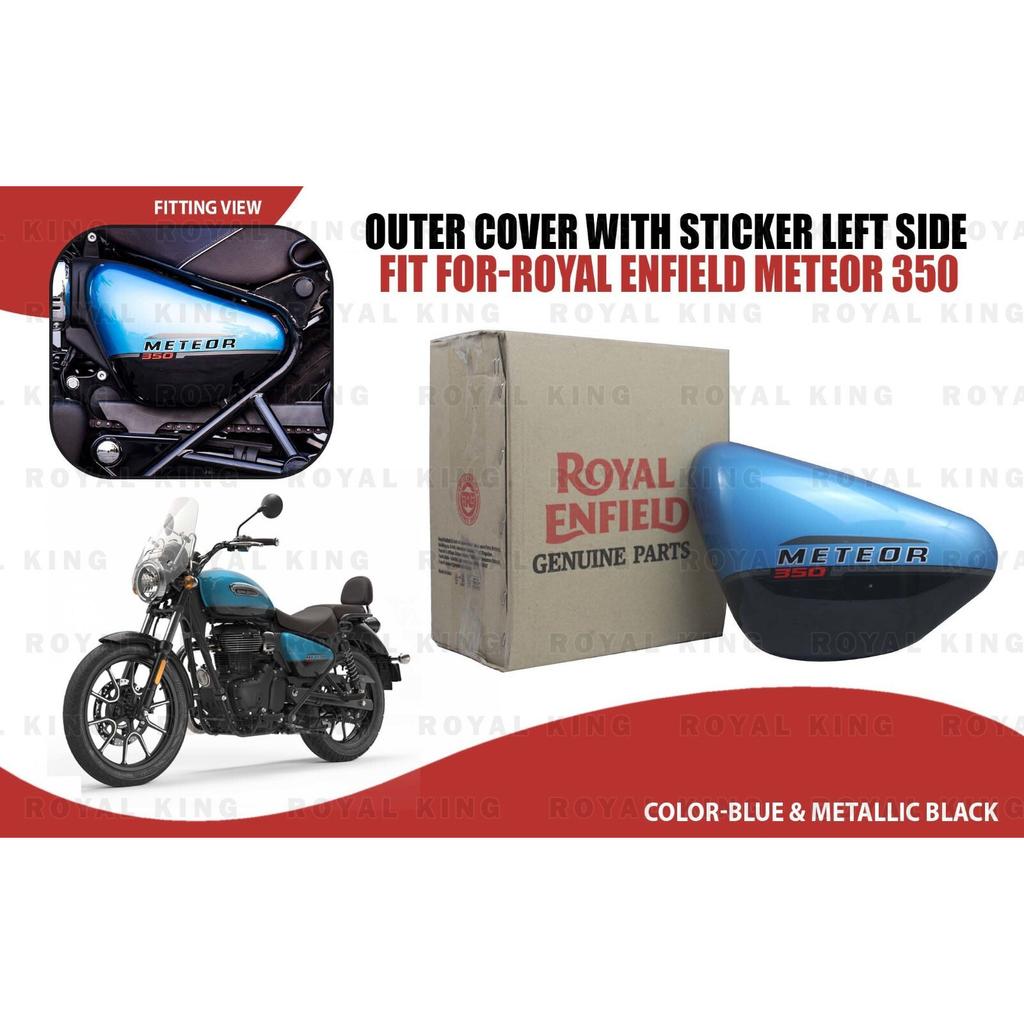 Left Side "Outer Cover With Sticker For Royal Enfield Meteor 350 Supernova Blue"
