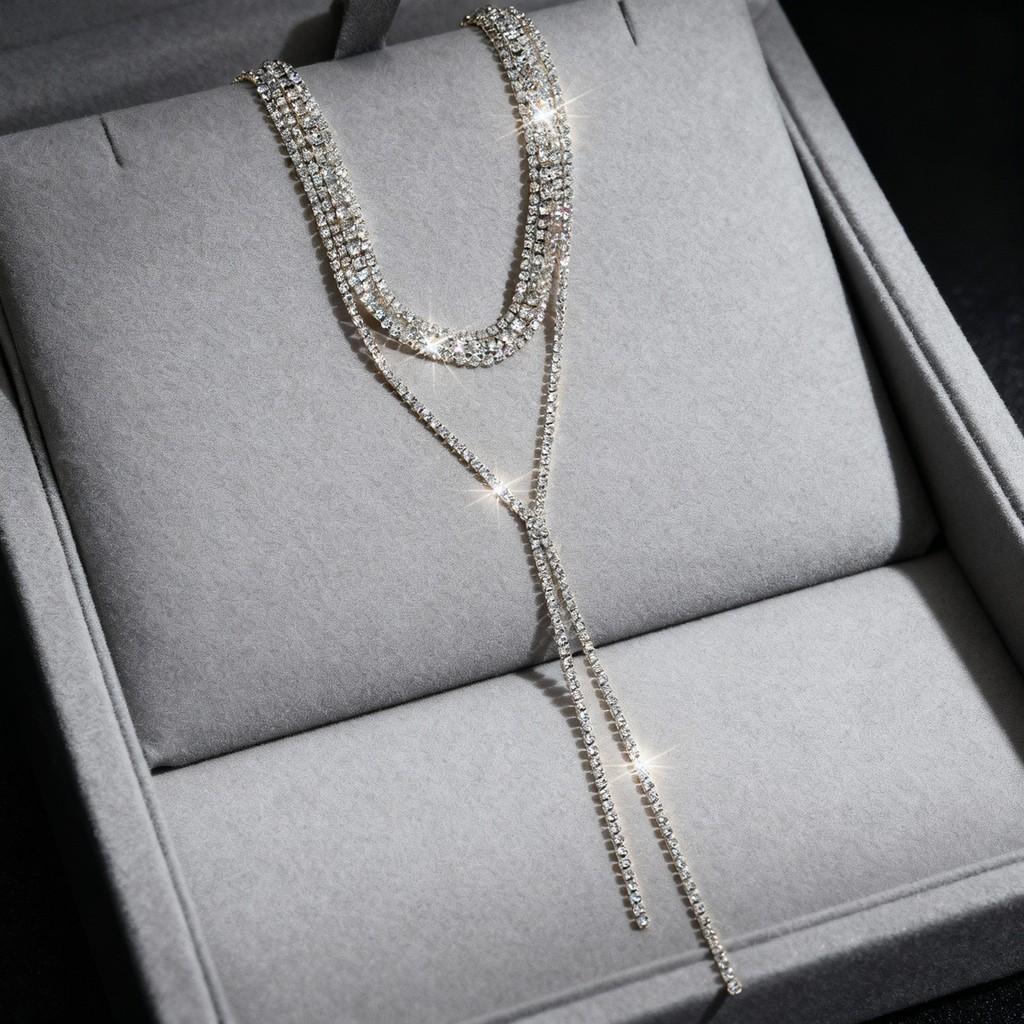 Geometric Pendant Necklace For Women With Sparkling Crystals And Multilayer Design For Fashionable Look