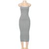 Women Spring Summer Spaghetti Strap Solid Color Slim Long Knitted Dress Ladies Sling Backless Party Dress