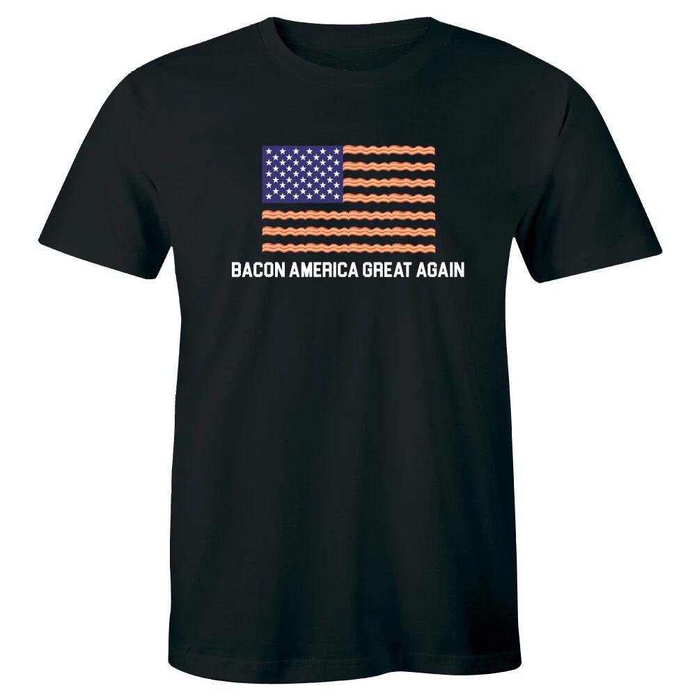 Bacon America Great Again with Bacon Graphic Tee Men s Shirt Funny Foodie Lover L