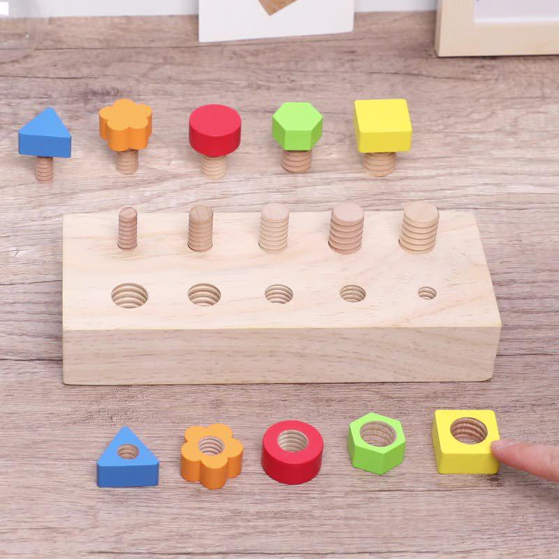 Educational Wooden Toy: Develop Cognitive & Fine Motor Skills with Colorful Nut-Shaped Pegs