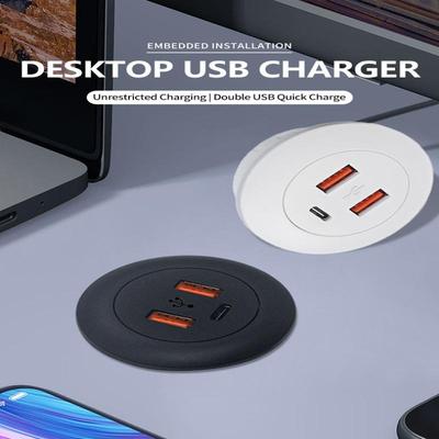 NEW Embedded Desktop Multi Port USB2.0 To USB TYPE-C Charge Connector Extension Cord Concealed Fast Charging Cable