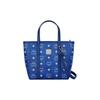MCM Silver Tone Metal Hardware Faux Leather Tote Shopping Bag Mini Women Tote Bags Blue MWPFAMT081F001