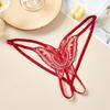 Women's Sequin Embroidered Butterfly Flower Open Crotch Thong - Transparent Hollow-Out Lingerie.