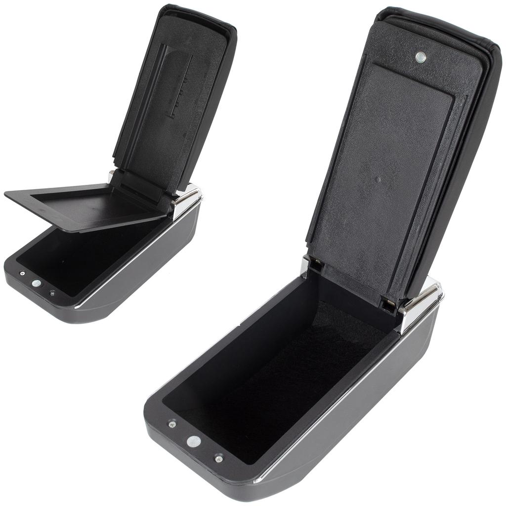 Hyundai I20 I 08-14 Armrest with Storage BLACK ECO LEATHER + Installation Kit