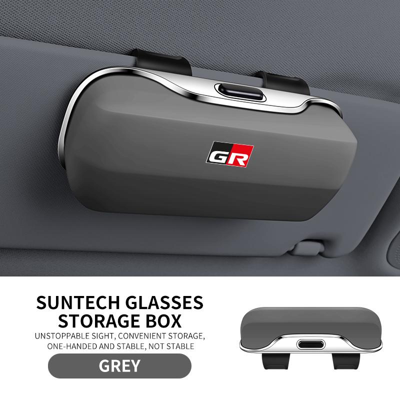 AACT1 Car Eyewear Case Box Sunglasses Holder Sun Visor Storage Protective Frame Box Glasses Clip For Toyota GR Sport Rav4 Yaris Camry