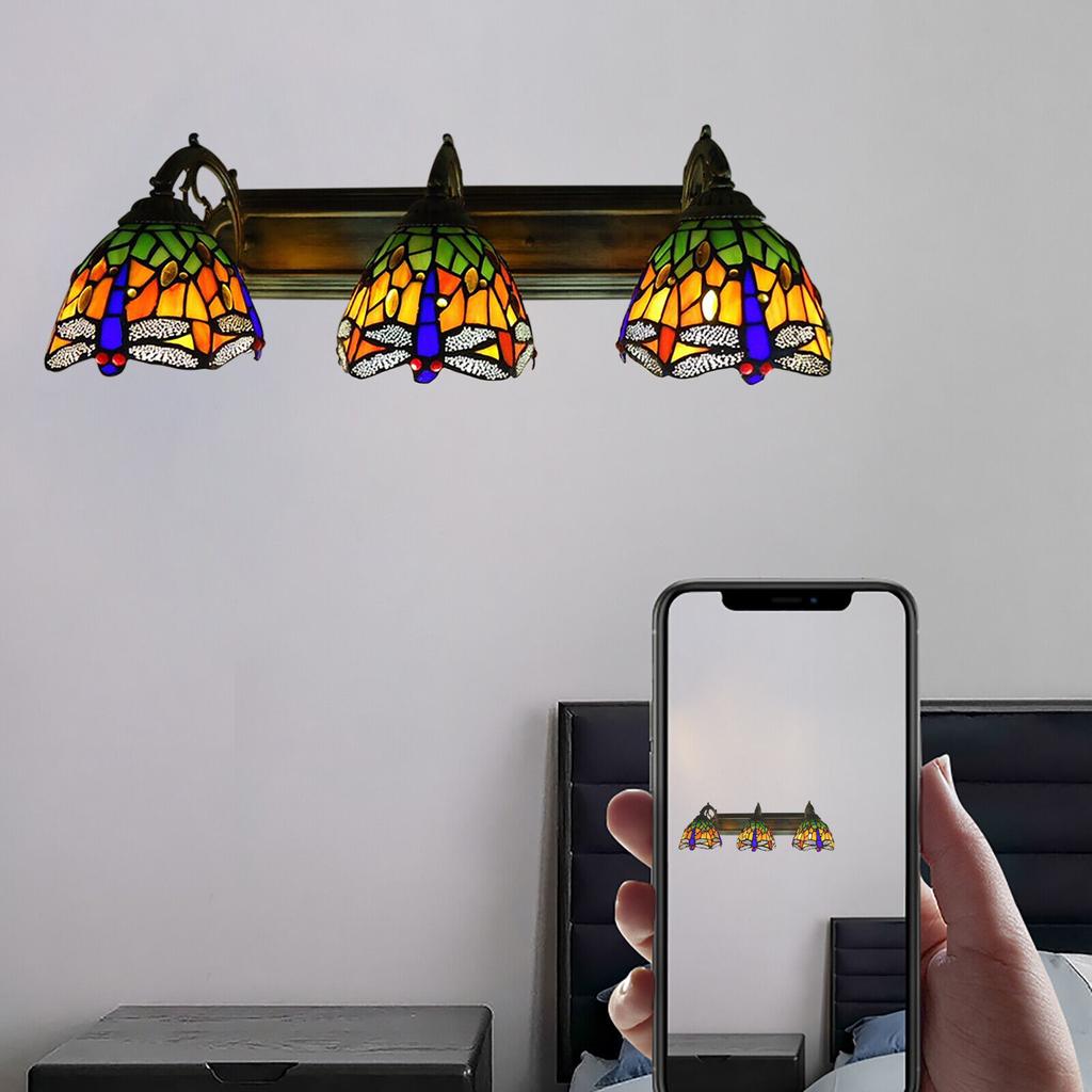 Modern Stained Glass Bathroom E27 Wall Sconce Victorian Tiffany Vanity Lighting
