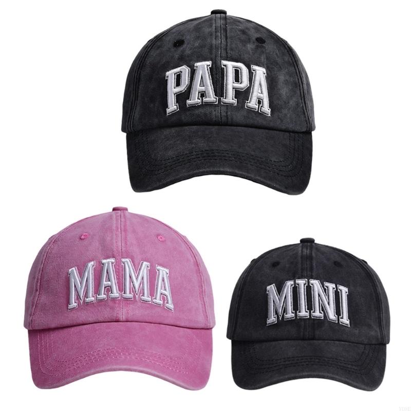Pack Of 3 Embroidered Baseball Cap For Family Cotton Polyester Blend Adjustable Size Sun Shade Y08E
