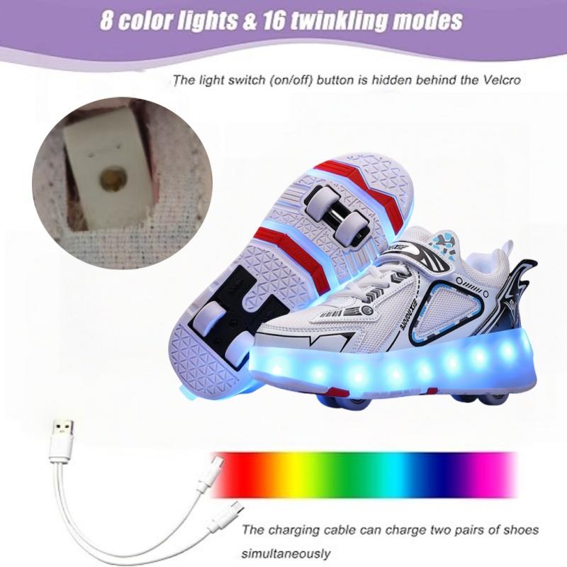 Invisible Four-Wheel Walking Shoes Roller Skates Lighting Children's Sports Wheels Shoes Suitable for Boys And Girls