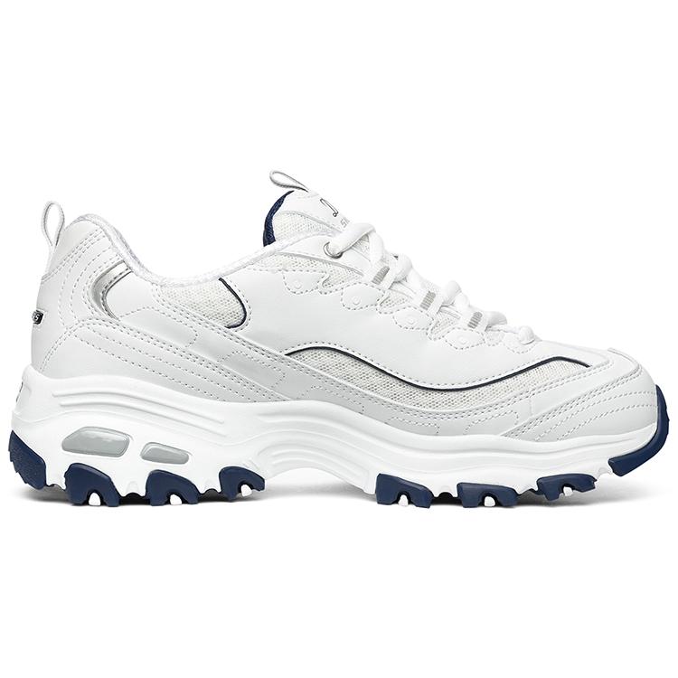 Skechers D'Lites 1.0 Height Increasing Low Top Chunky Sneakers Women's White Blue 99999863-WNV