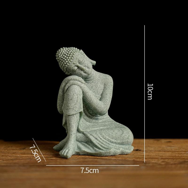 1 szt. Mini Figurka Buddyzmu Dekoracja Biurka Dekoracja Domu Statua Zen Zielony Piaskowiec Ornament Tajlandia Statua Buddy Ozdoba Ogrodowa Dekoracja Akwarium