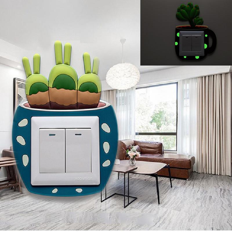 Cartoon Fluorescent Switch Sticker Cover Room Decor Moon Stars Sticker Switch Sticker Luminous Switch Outlet Affiche Decoration
