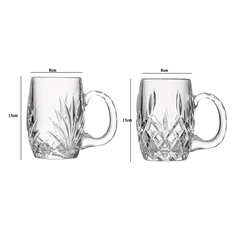 2pcs Sets Craft Beer Glass Wine Glass with Handle Wheat Beer Cup Large Capacity Cold Drink Cup Drinking Glasses Bar Accessories