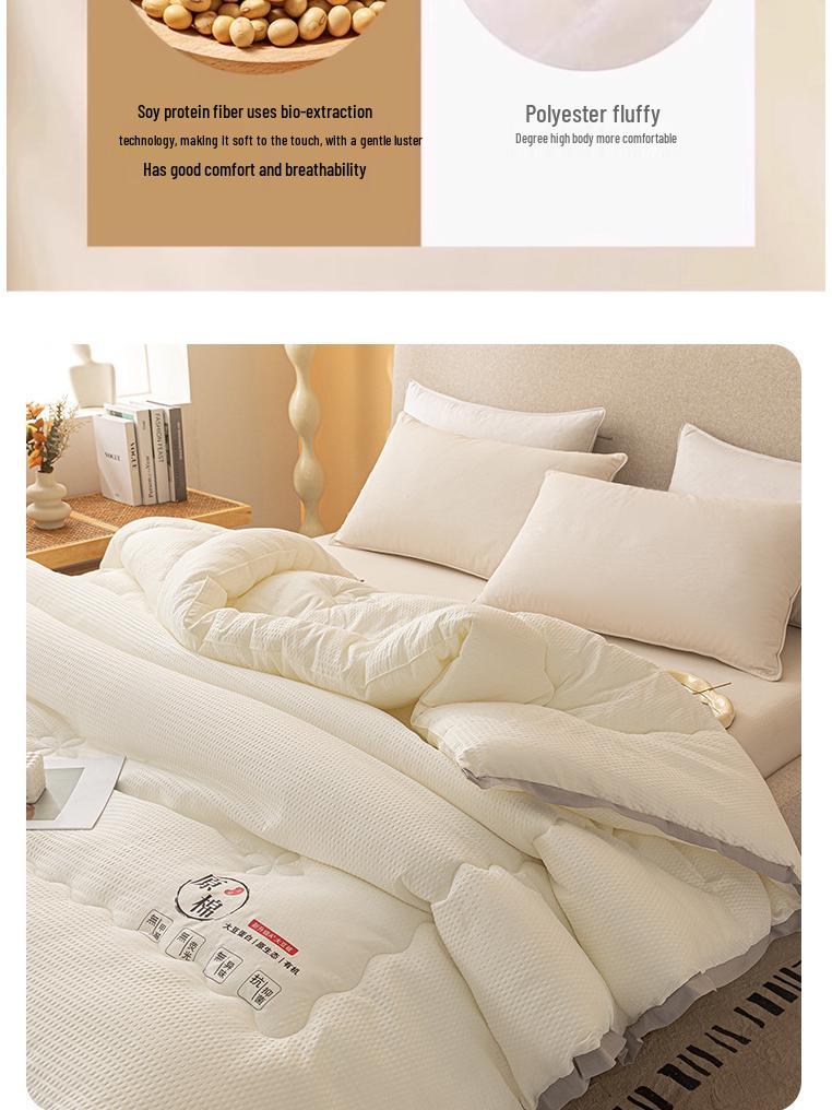 Thickened Warm Cotton-Soy Quilt for All Seasons - Single & Double Dorm Bedding