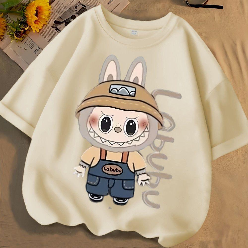 Labubu 3D Tištěné Oblečení Rodič Dítě Dámské Tričko Dětské Tričko Zábavné Anime Kreslené Tištěné Top s Krátkým Rukávem 100-160 S-6XL