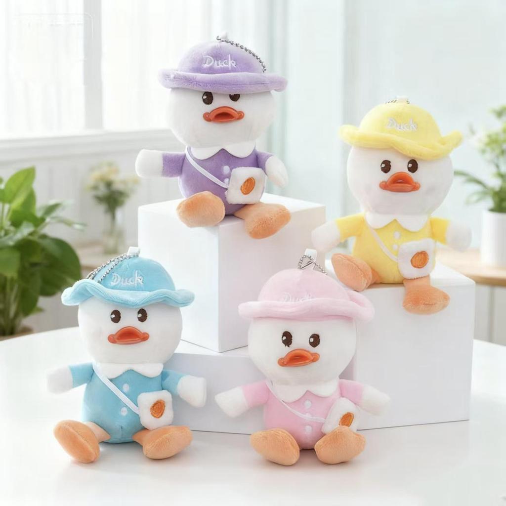 Crossbody Duck Plush Pendant Keychain - Cute Claw Machine Doll Ornament Toy
