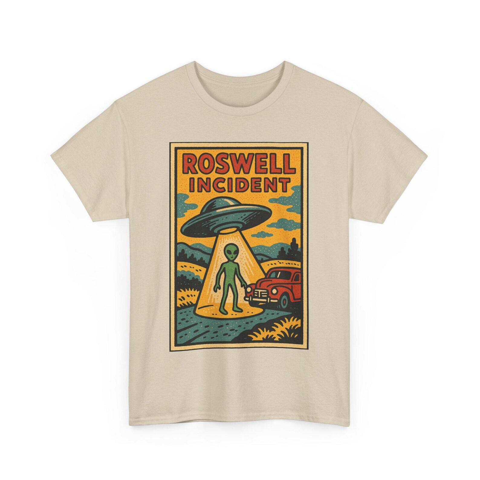 Roswell Incident T-Shirt: Retro Comic UFO Sighting Tee S