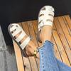 Fashion Women's Summer New PU Leather Simple Solid Color Outdoor Slip-on Flat Shoes 2025 Daily Casual Open-toe Beach Women's Roman Shoes