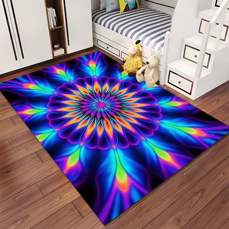 Colorful Mandala Pattern Carpet, Bohemian Style Living Room Decor Rug Suitable for use as an anti-slip for living room bedroom sofas